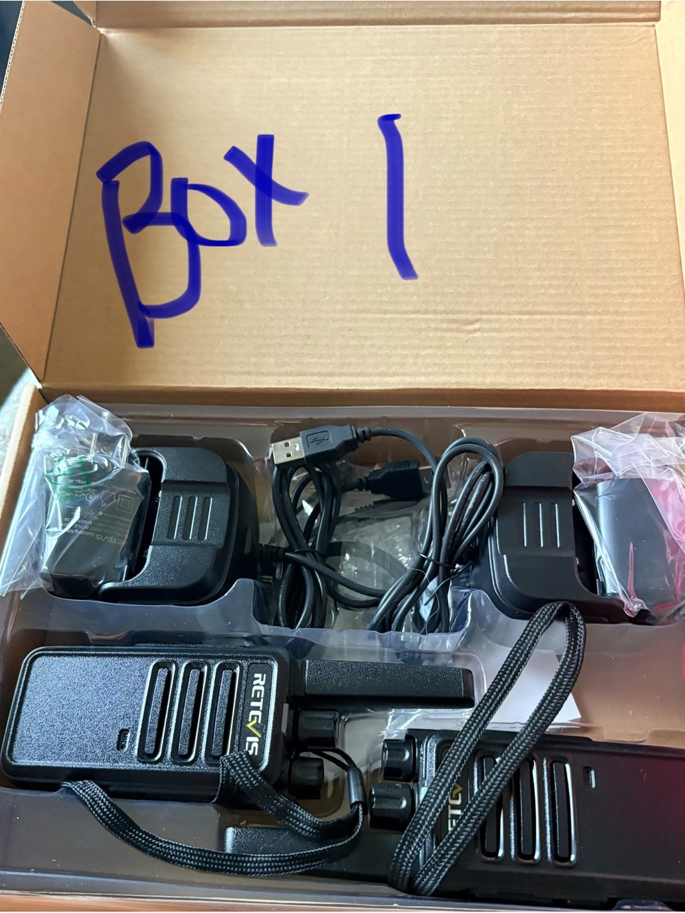 Black Compact Two-Way Radio Set with Dual Chargers